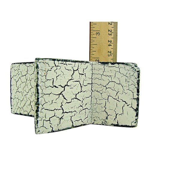 Home Decor Distressed Wooden Star Tea Light Candle Holder White Brown Crackle 3" - Picture 5 of 6